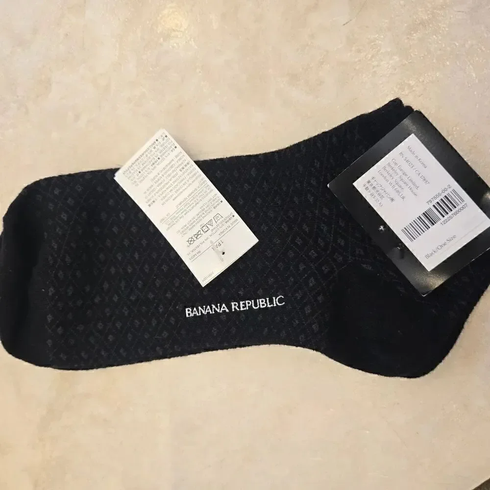 Banana Republic Bootie Ankle Sock Diamond Print Black